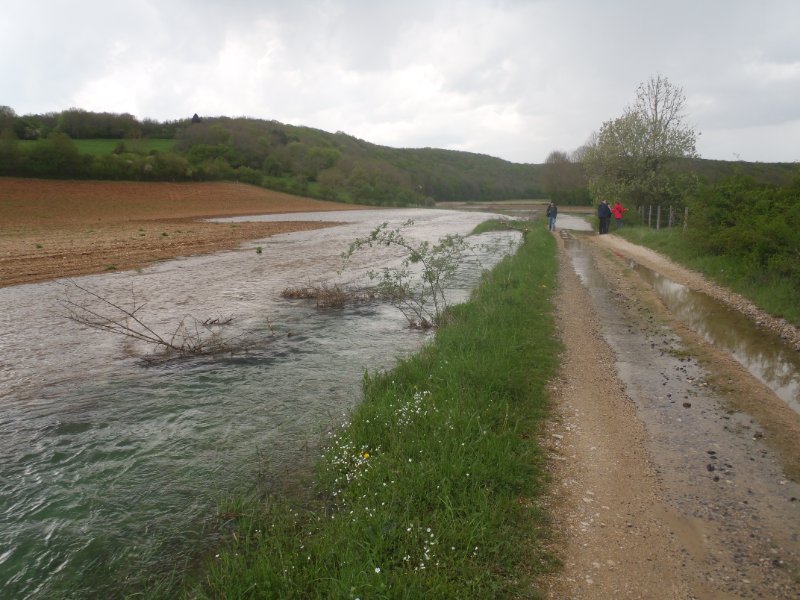 Exhaure du Puits Carré en crue.
L'eau sortant du puits en crue rejoint l'Ignon en amont de la station DREAL, elle-même située bien en amont du Creux Bleu.
Fichier manquant